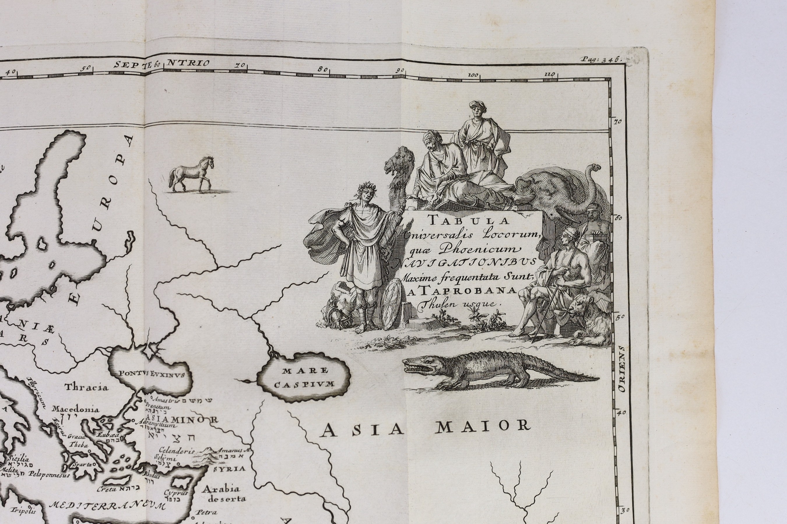 Bochart, Samuel - Opera Omnia. Hoc est Phaleg, Chanaan, et Hierozoicon ... editio quarta, 3 vols, engraved pictorial and printed titles, portrait and half title (vol.1), 13 engraved maps (some folded), text illus., head